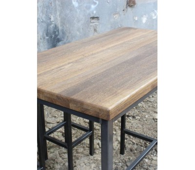 Барный стол 66*66 см (массив дуба + сталь) - Темный дуб