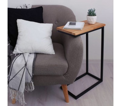 Приставной стол для ноутбука с обзолом - Черный, Дуб натуральный с обзолом