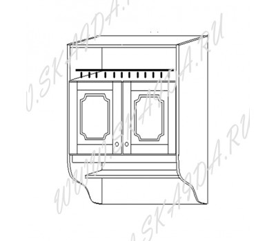 Шкаф 60 навесной (2 дв., дерево) с нишей