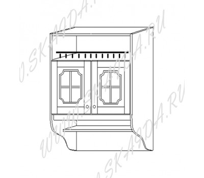 Шкаф 60 навесной (2 дв., стекло) с нишей