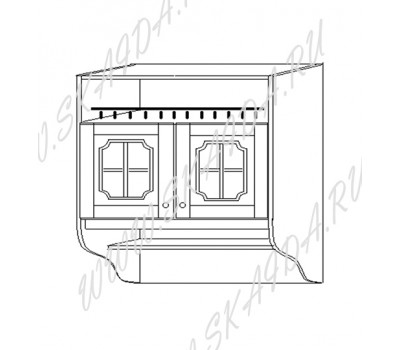 Шкаф 80 навесной (2 дв., стекло) с нишей
